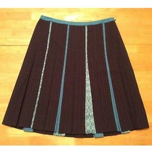 ATL STUDIO Brown Pinstripe Pleat Aqua SKIRT 4